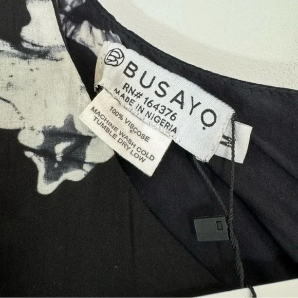 BUSAYO Ropo Splatter Print Tiered Ruffle Maxi Dress Black Size M NWT - Picture 13 of 15